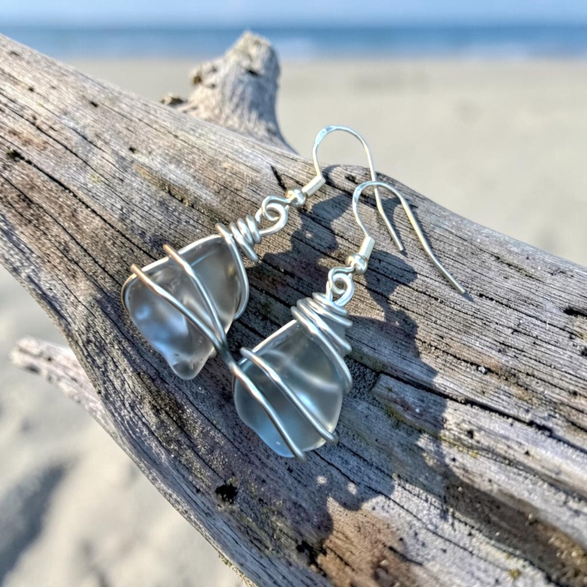Grey Seaham Sea Glass Earrings