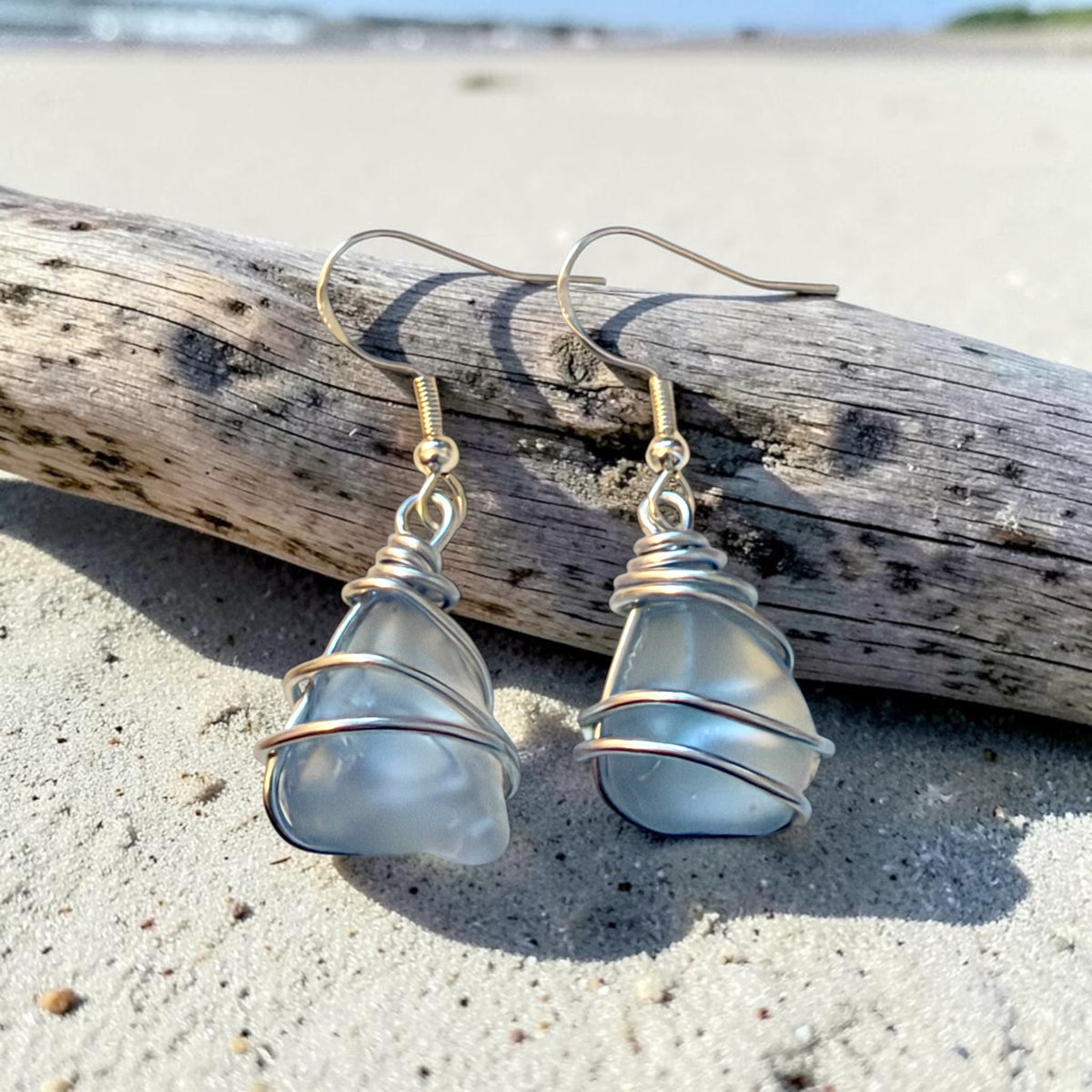 Grey Seaham Sea Glass Earrings