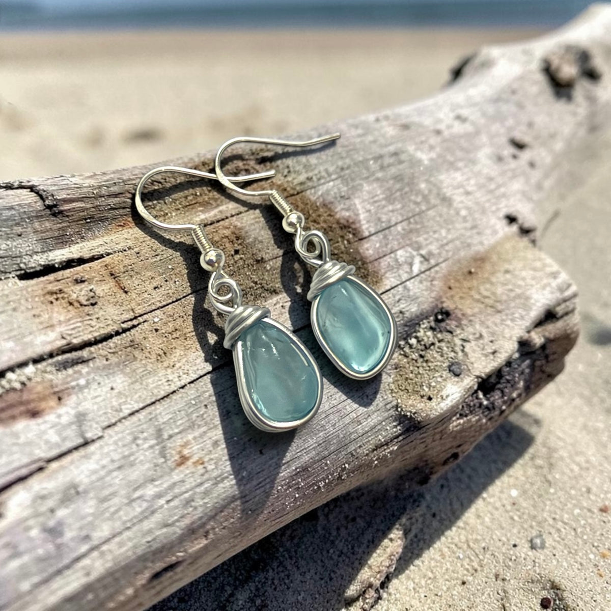 Icy Blue Seaham Sea Glass Earrings