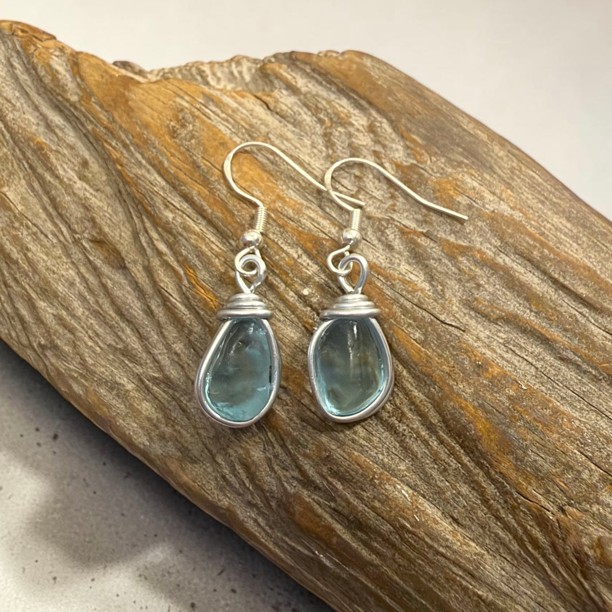 Icy Blue Seaham Sea Glass Earrings