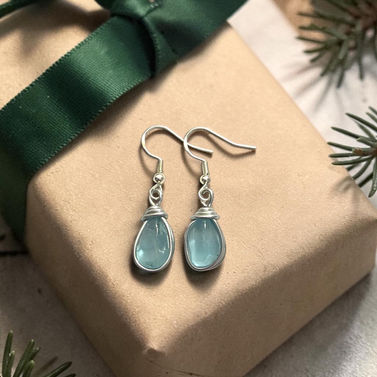 Icy Blue Seaham Sea Glass Earrings