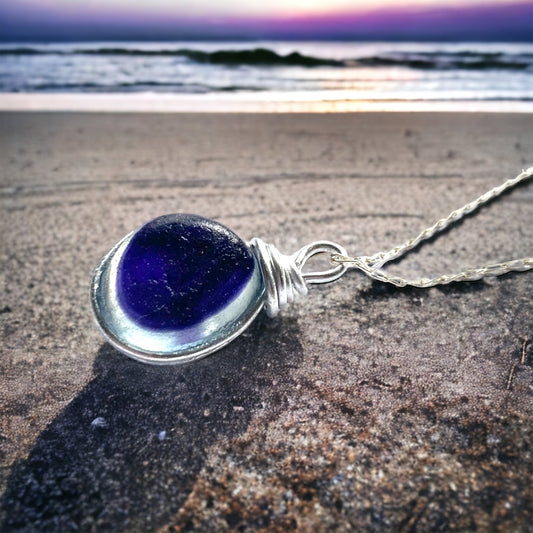 Purple Seaham Sea Glass Multi Pendant