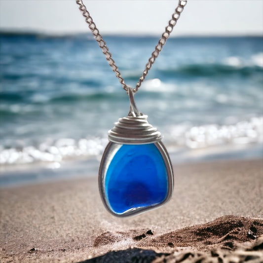 Blue Seaham Sea Glass Multicolour Pendant