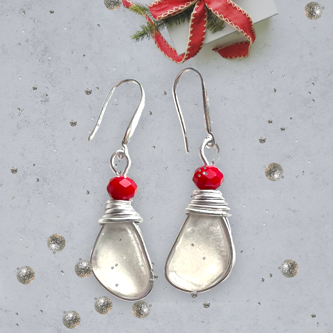 Sea Glass & Berry Earrings