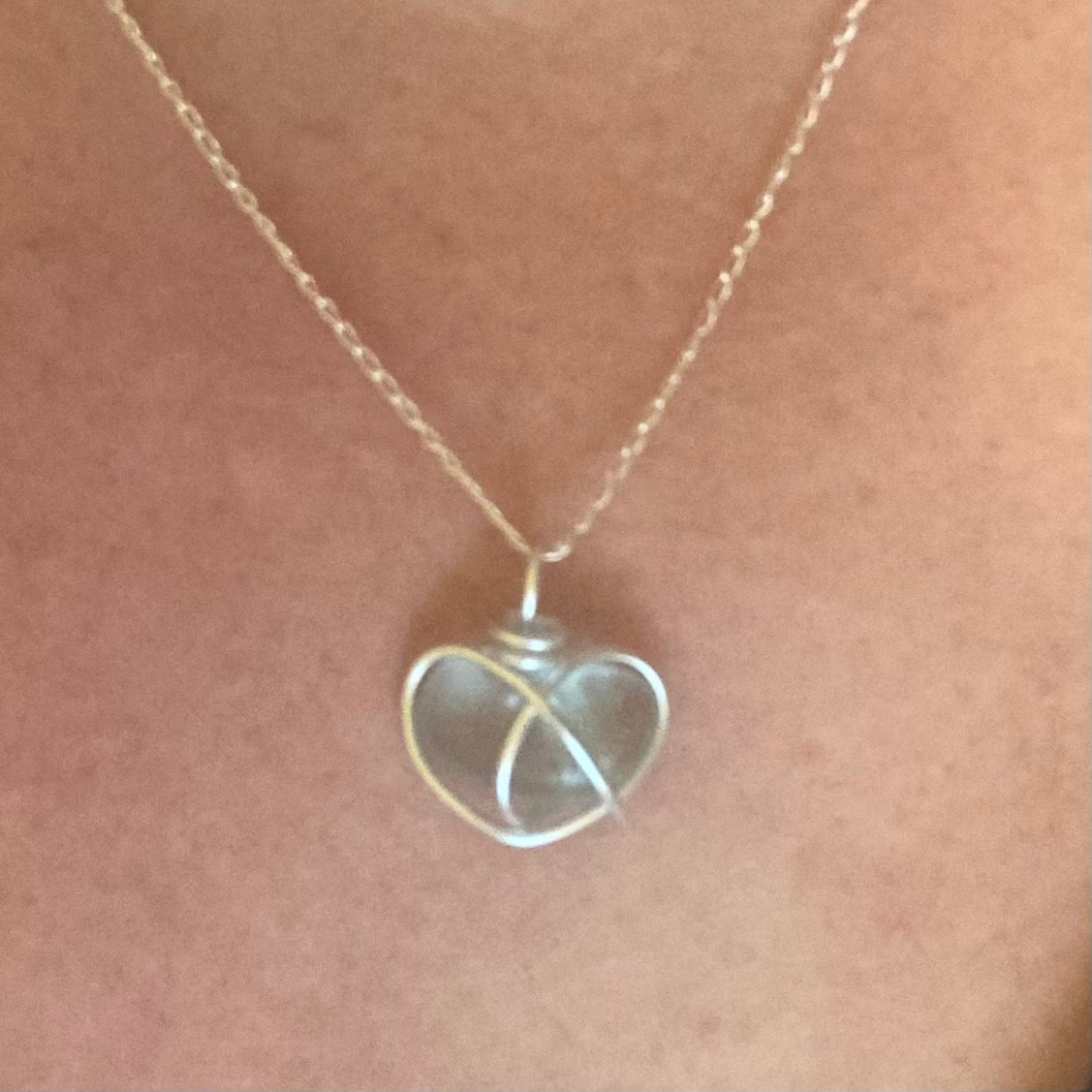Aqua Heart Sea Glass Pendant