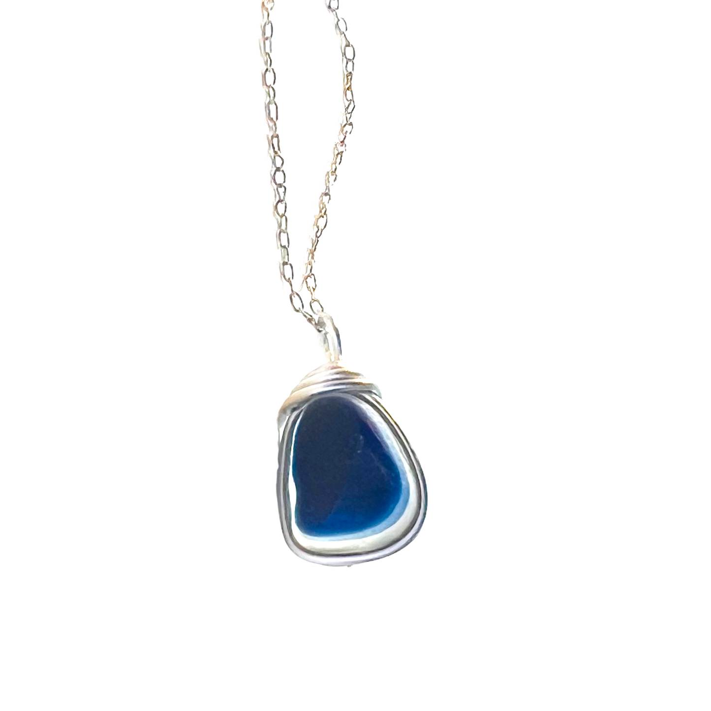 Navy Seaham Sea Glass Multi Pendant