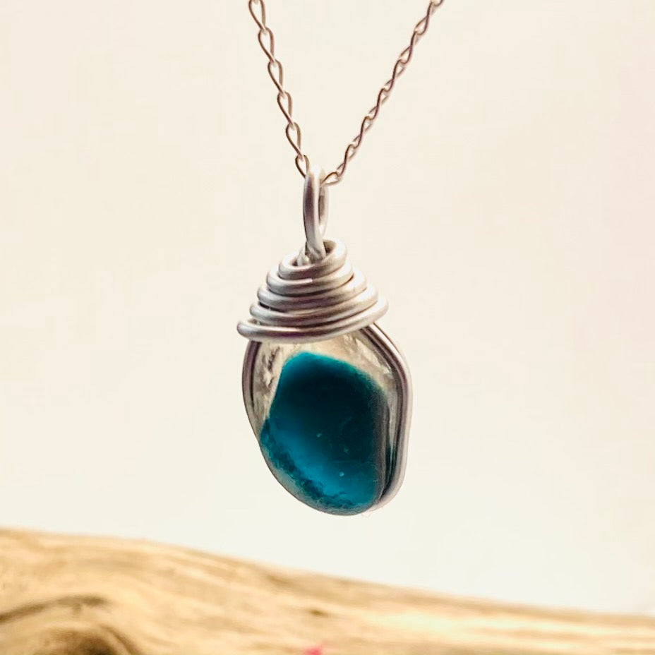Turquoise Seaham Sea Glass Multi Pendant