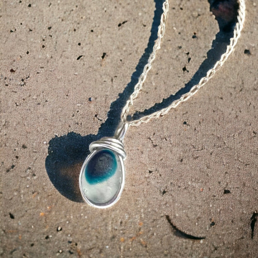 Small Turquoise Multi Sea Glass Pendant
