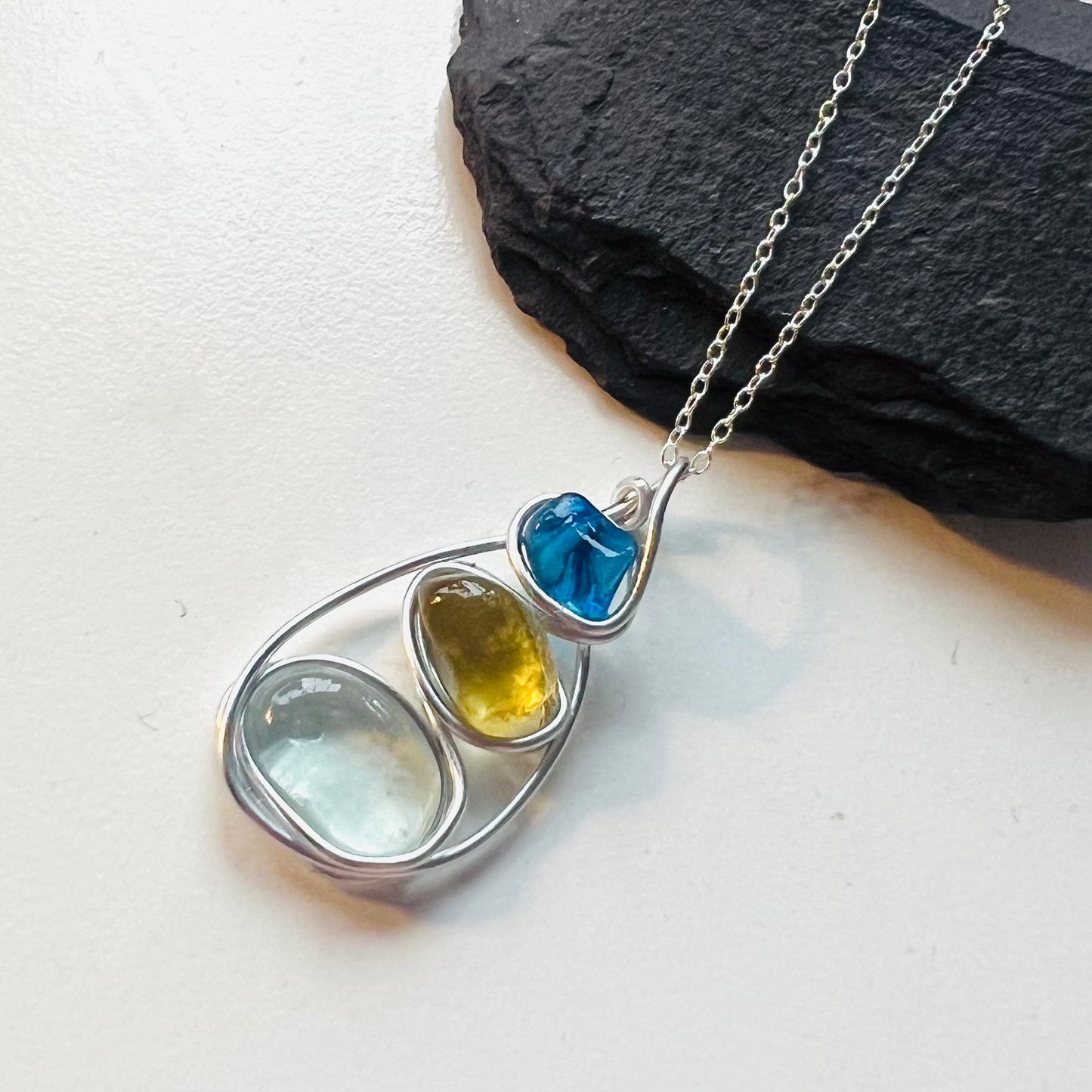 Seaham Sea Glass Three Piece Pendant