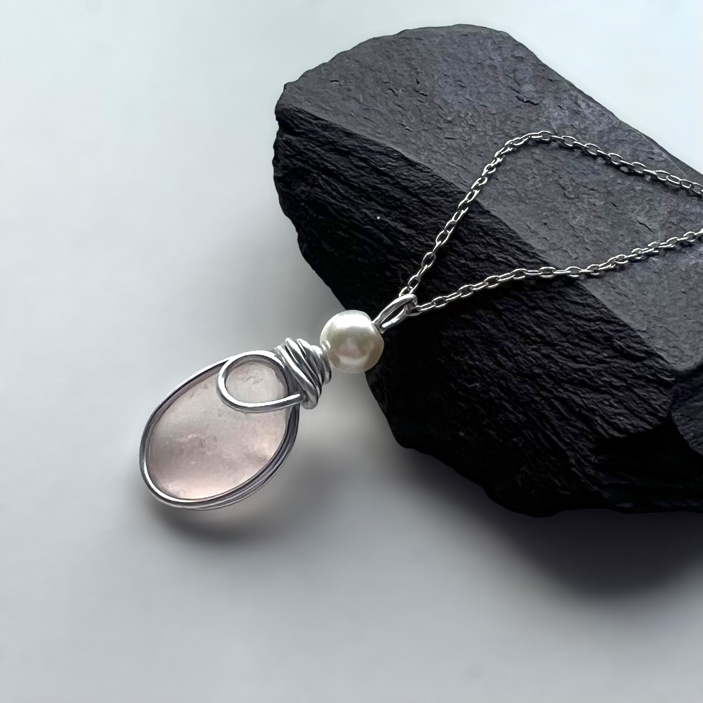 Very Pale Pink Seaham Sea Glass Pendant