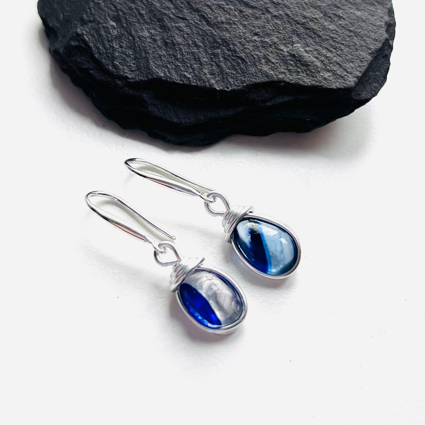Blue Mini Seaham Sea Glass Multi Earrings