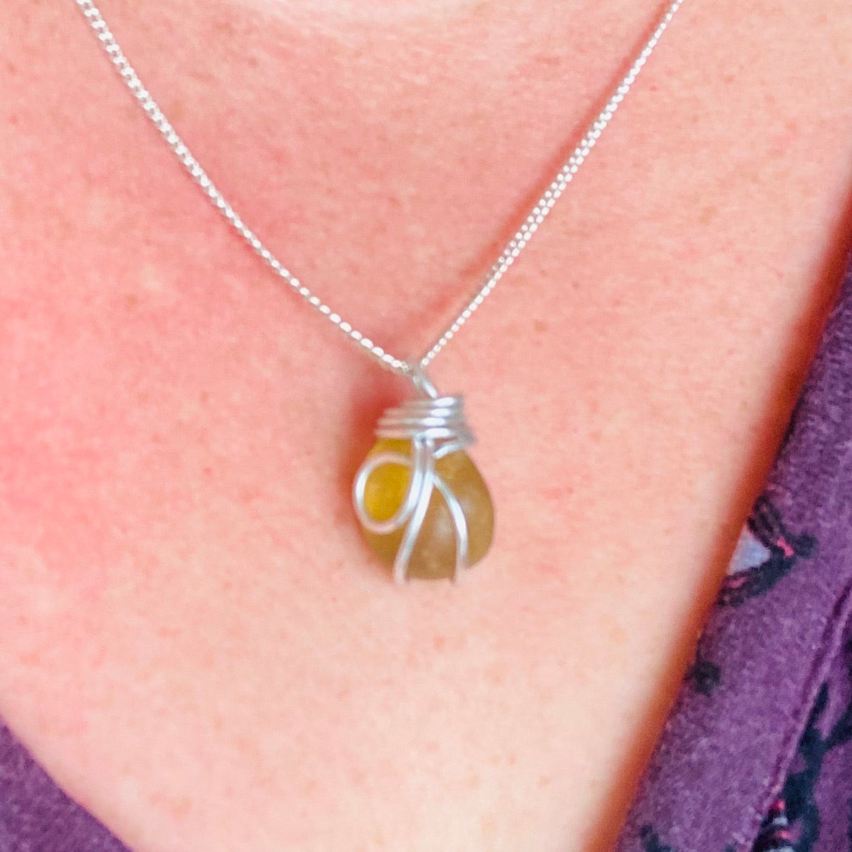 Chunky Yellow Seaham Sea Glass Pendant