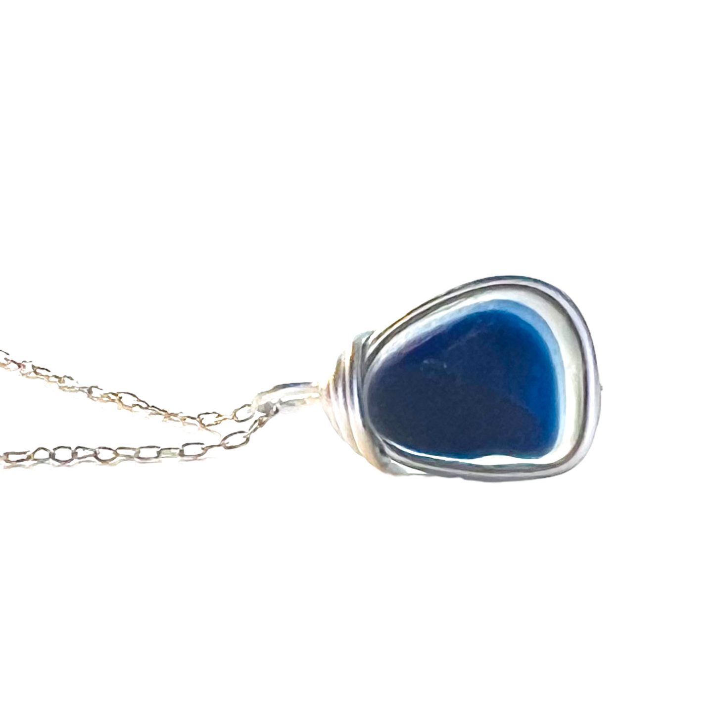 Navy Seaham Sea Glass Multi Pendant