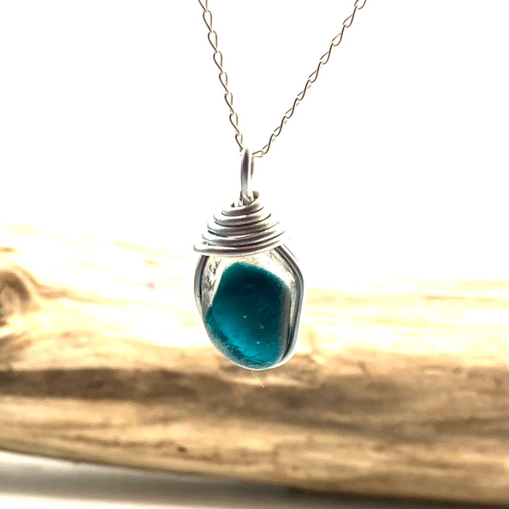 Turquoise Seaham Sea Glass Multi Pendant