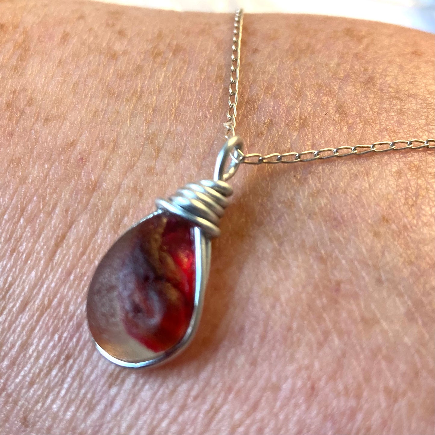 Rare Pink and Yellow Seaham Sea Glass Multi Tone Pendant .