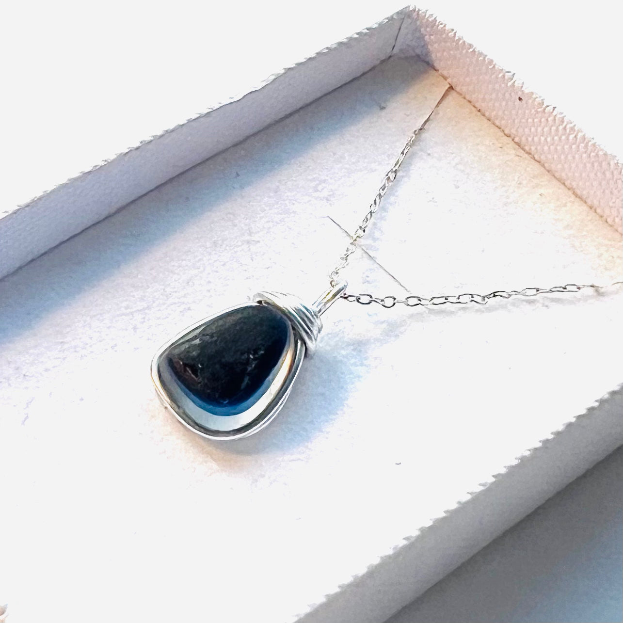 Navy Seaham Sea Glass Multi Pendant