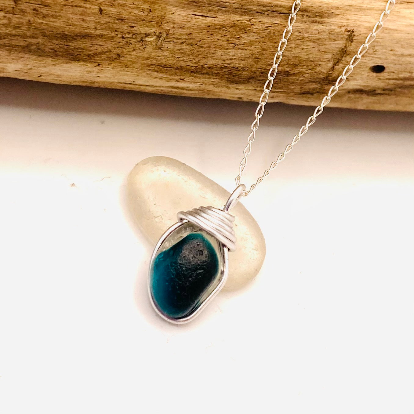 Turquoise Seaham Sea Glass Multi Pendant