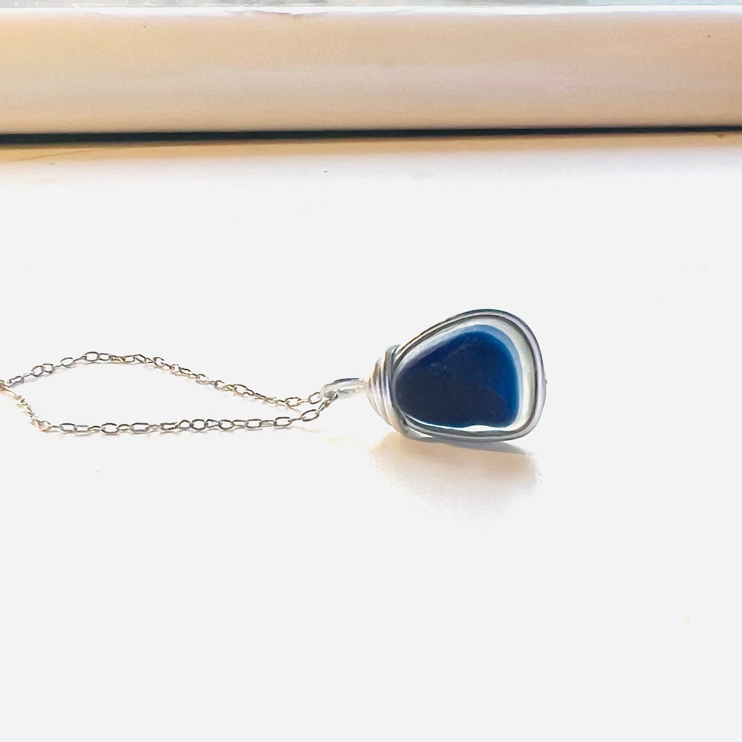 Navy Seaham Sea Glass Multi Pendant