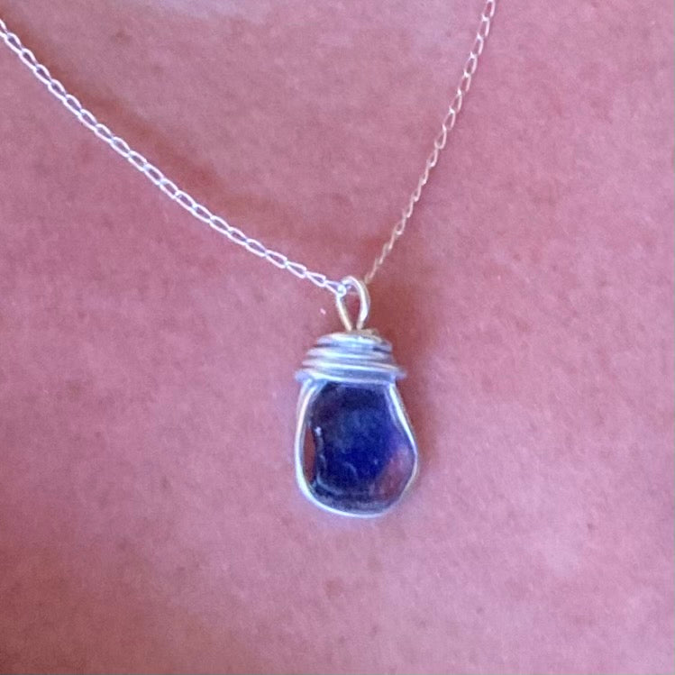 Pink and Blue Seaham Sea Glass Multicolour Pendant