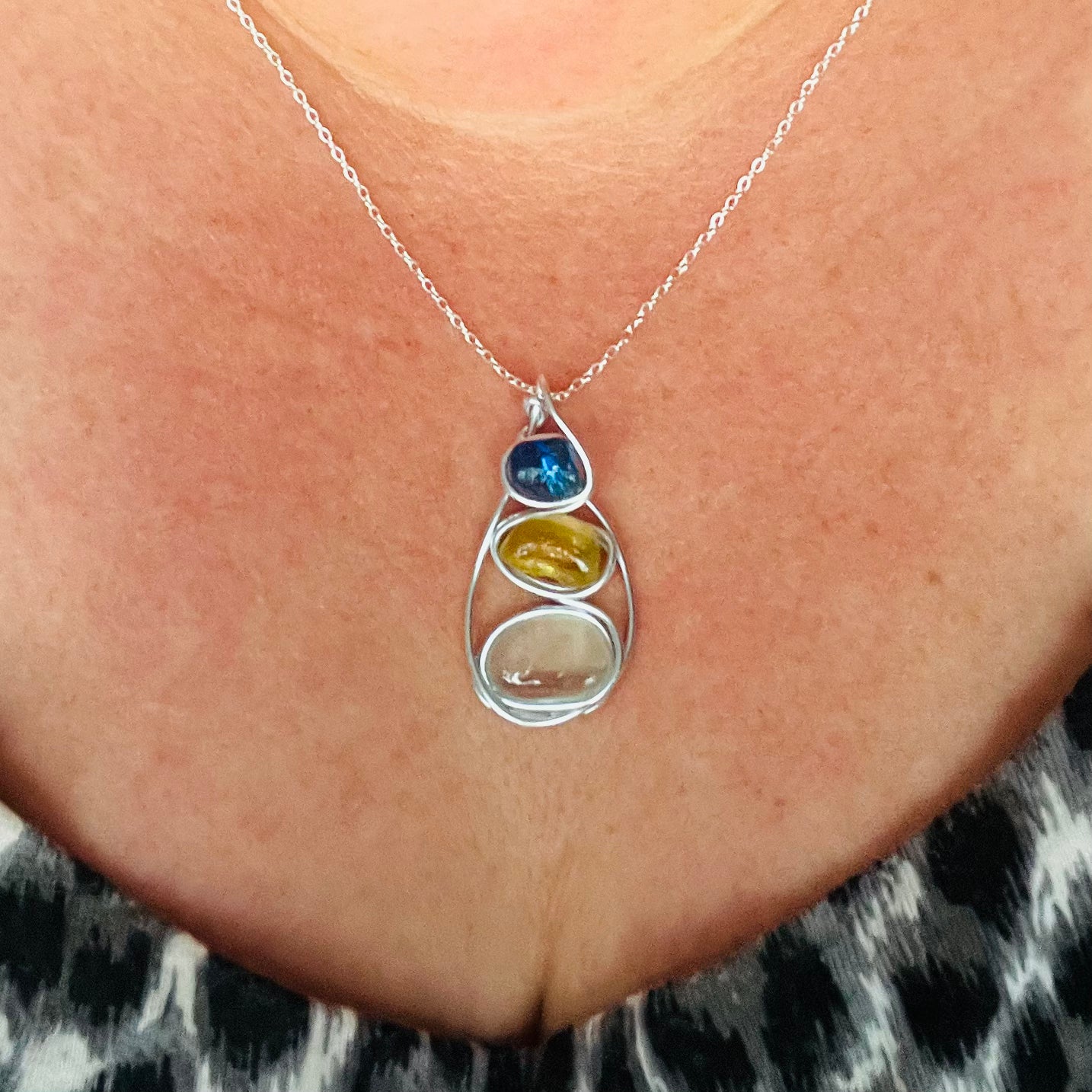 Seaham Sea Glass Three Piece Pendant