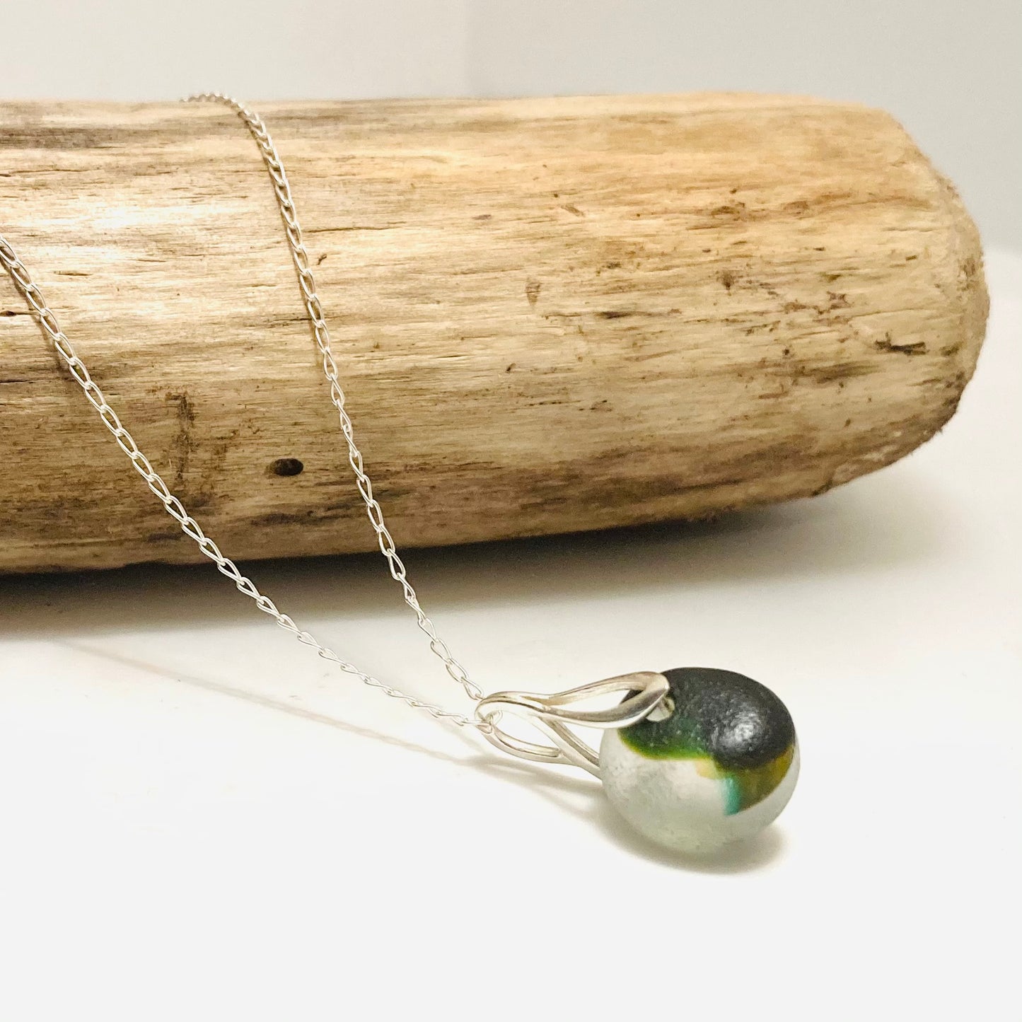 Green Seaham Sea Glass Multicolour Pendant