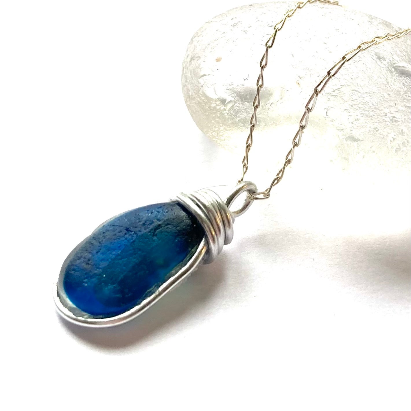 Blue and Yellow Seaham Sea Glass Multi Pendant