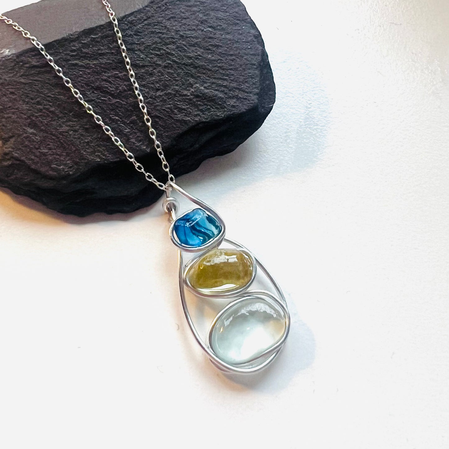 Seaham Sea Glass Three Piece Pendant