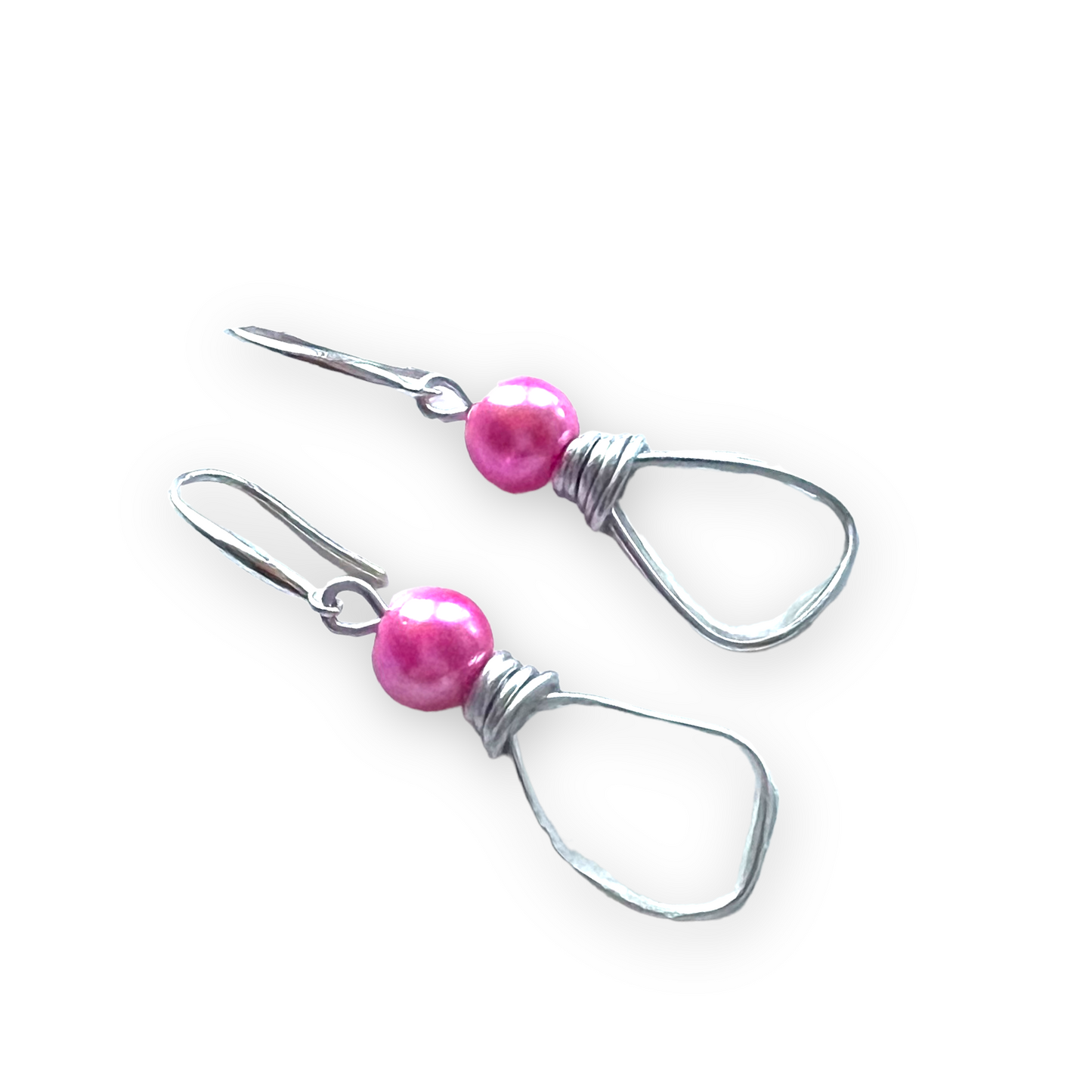 Devon Sea Glass & Pink Bead Earrings