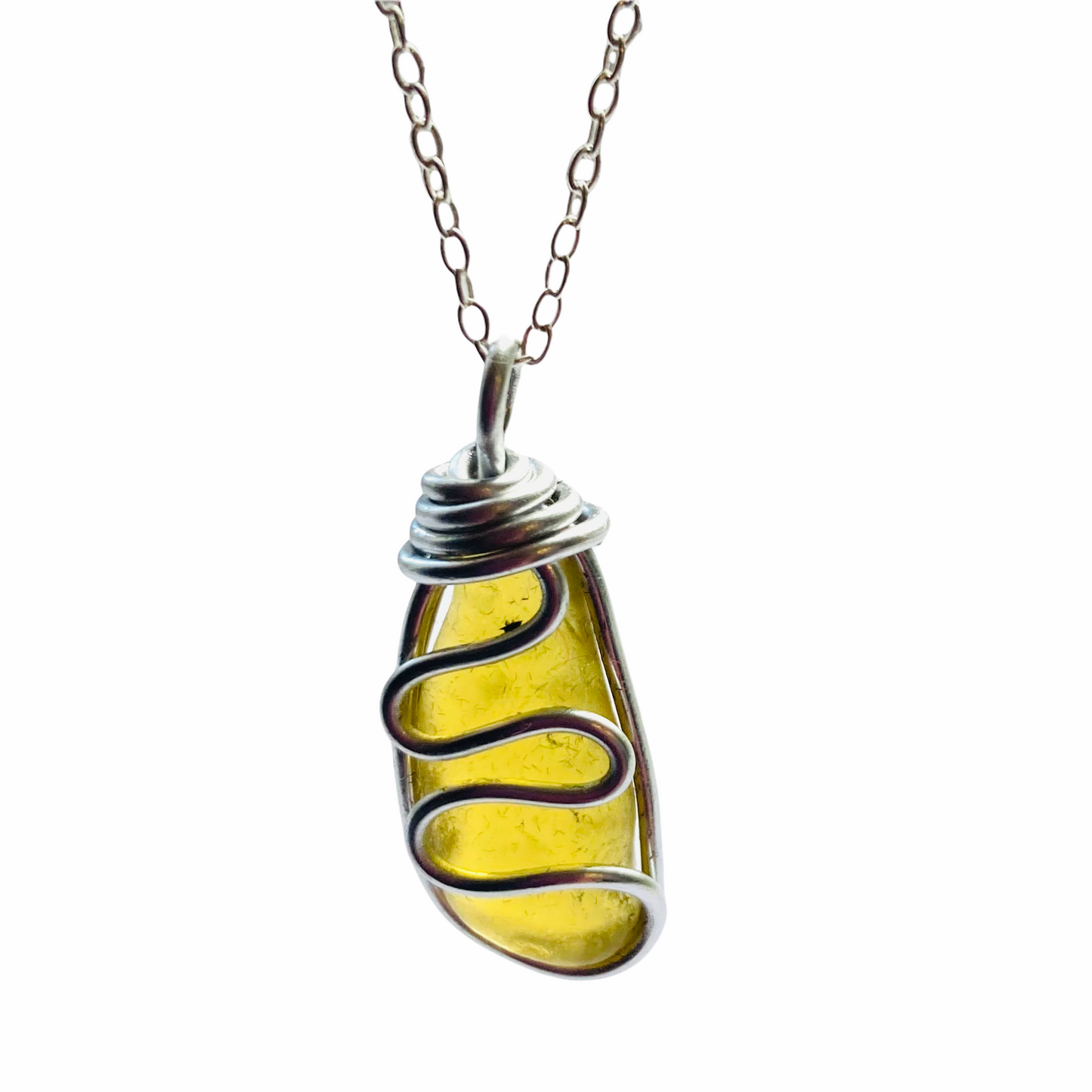 Yellow Seaham Sea Glass Waves Pendant