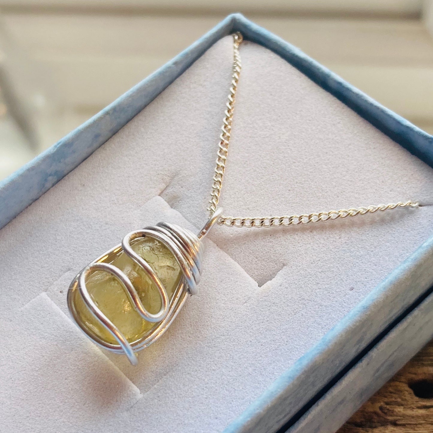 Sunny Yellow Seaham Sea Glass Waves Pendant