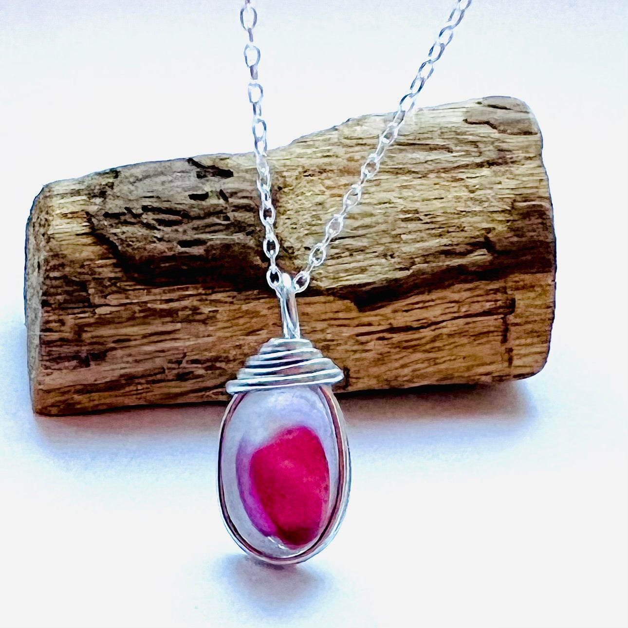 Rare Pink and Pale Pink Sea Glass Multi Pendant
