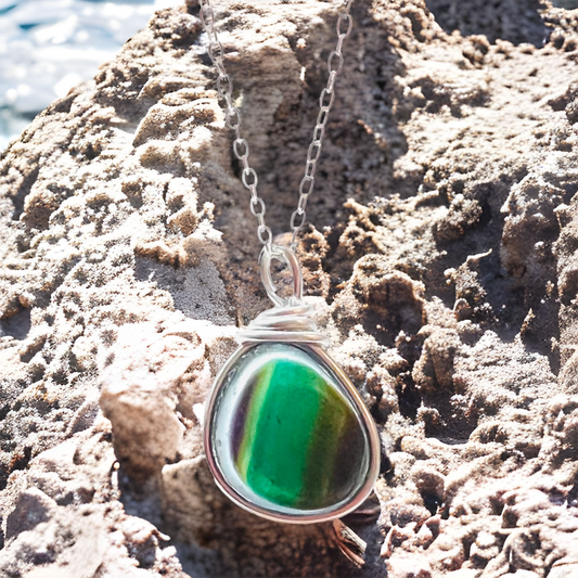 Green Multicolour Seaham Sea Glass Pendant