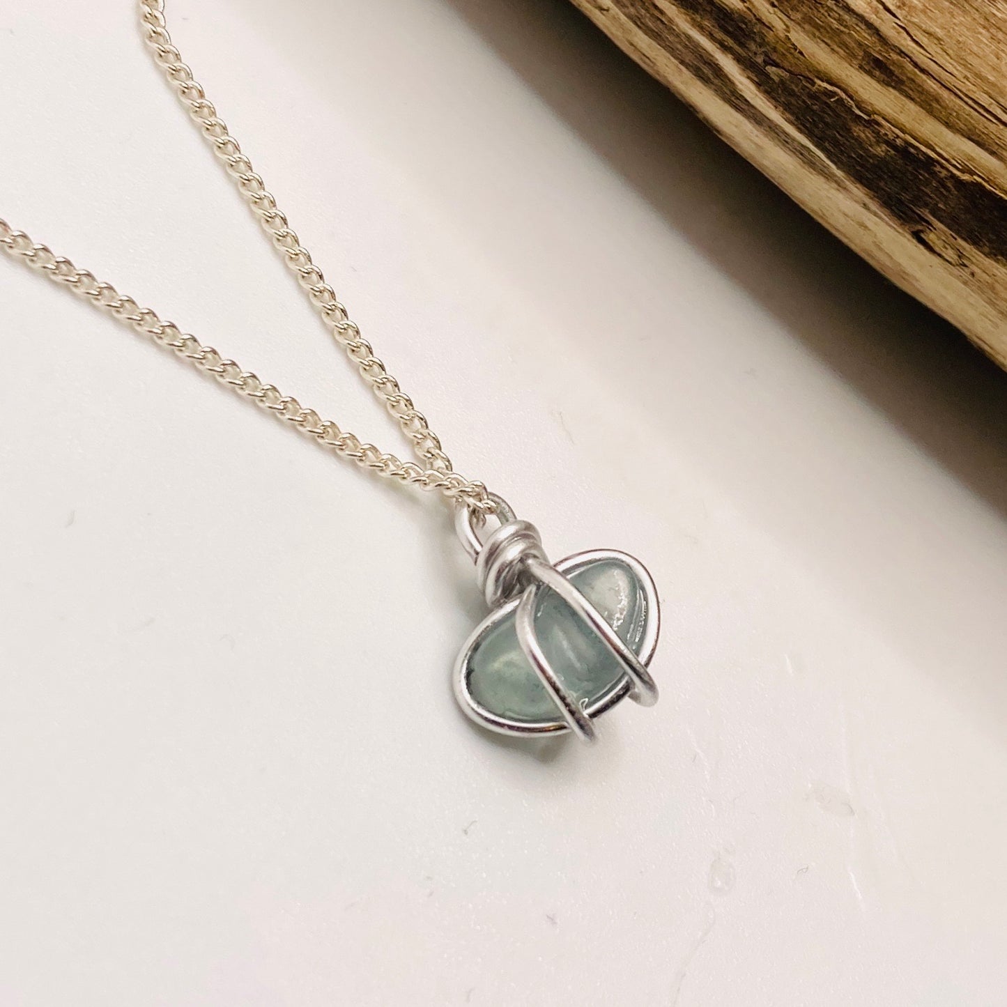 Pale Blue Pembrokeshire Sea Glass Heart Pendant