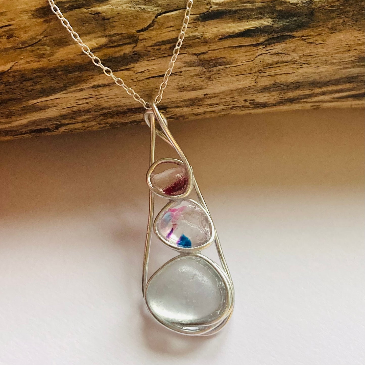 Lovely Three Piece Seaham Sea Glass Pendant