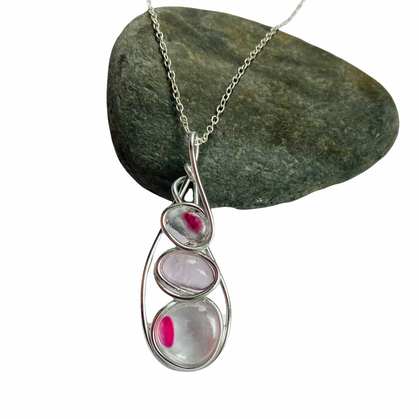 Three Piece Pinks Seaham Sea Glass Pendant