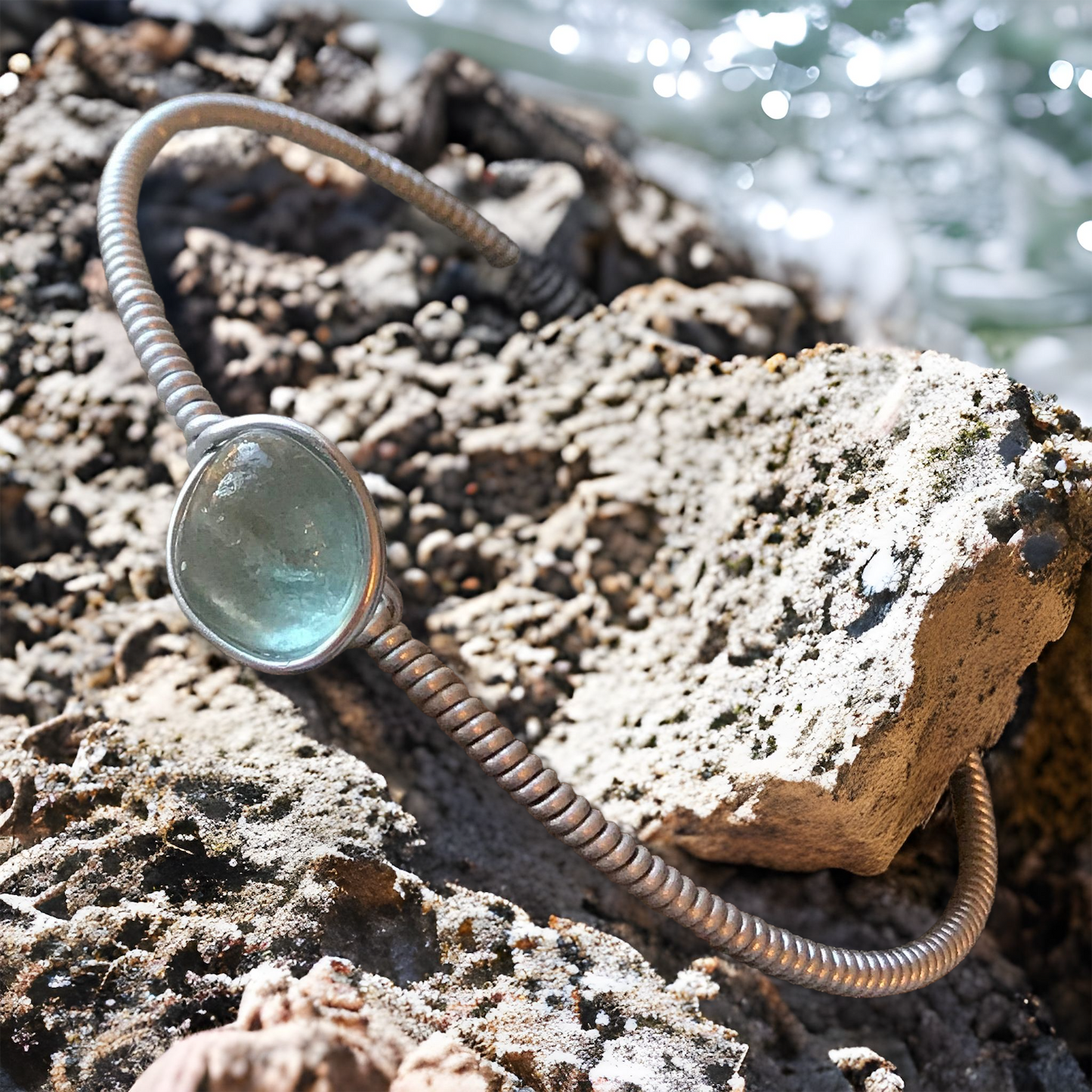 Seaham Sea Glass Wire Wrap Bangle LP