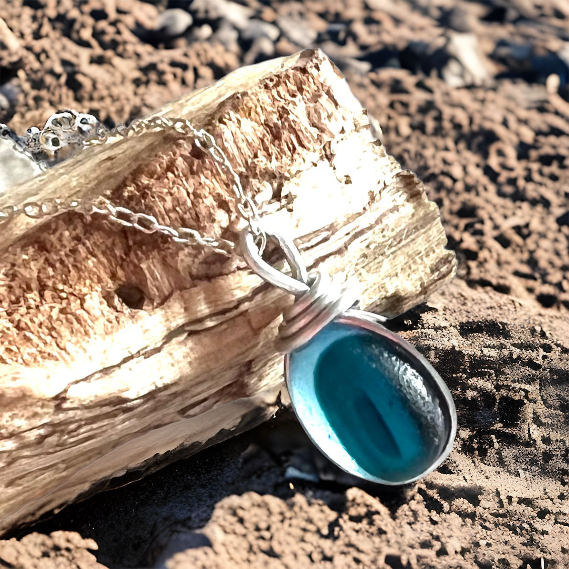 Rare Turquoise Green Seaham Sea Glass Pendant Handmade