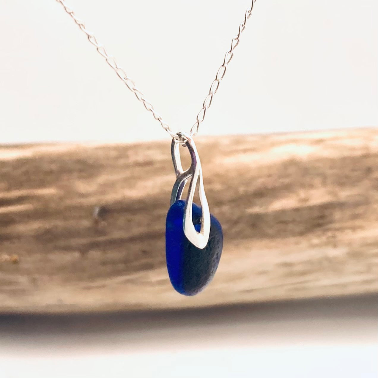 Deep Electric Blue Seaham Sea Glass Multi on Sterling Silver