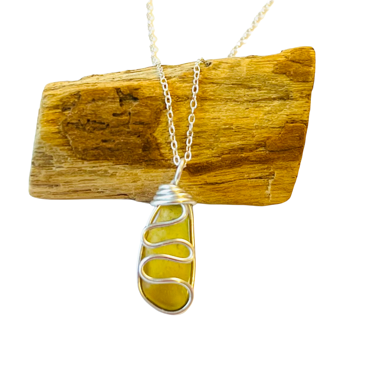 Yellow Seaham Sea Glass Waves Pendant