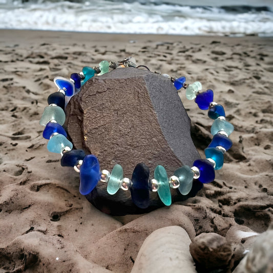 Sea Glass Blues Full Circle Bracelet