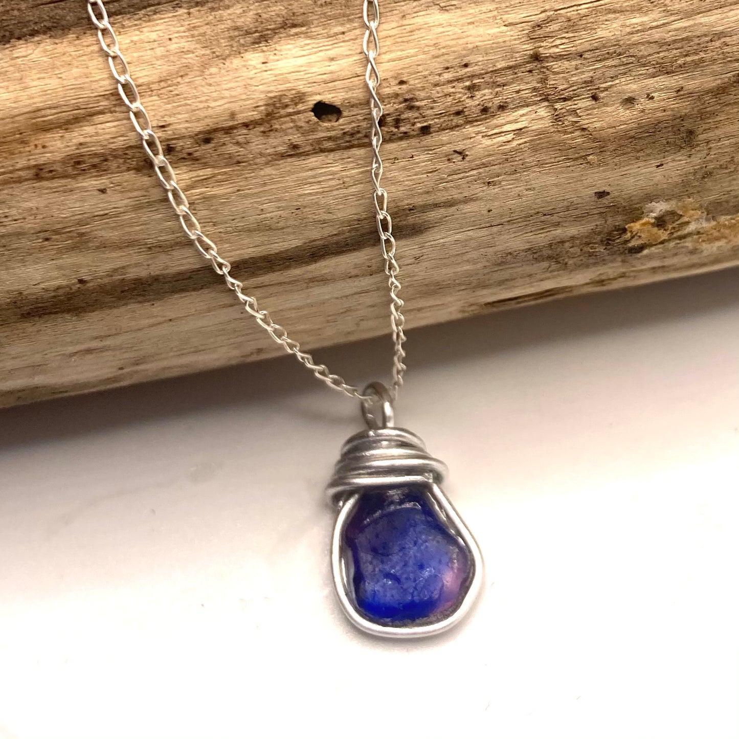 Pink and Blue Seaham Sea Glass Multicolour Pendant
