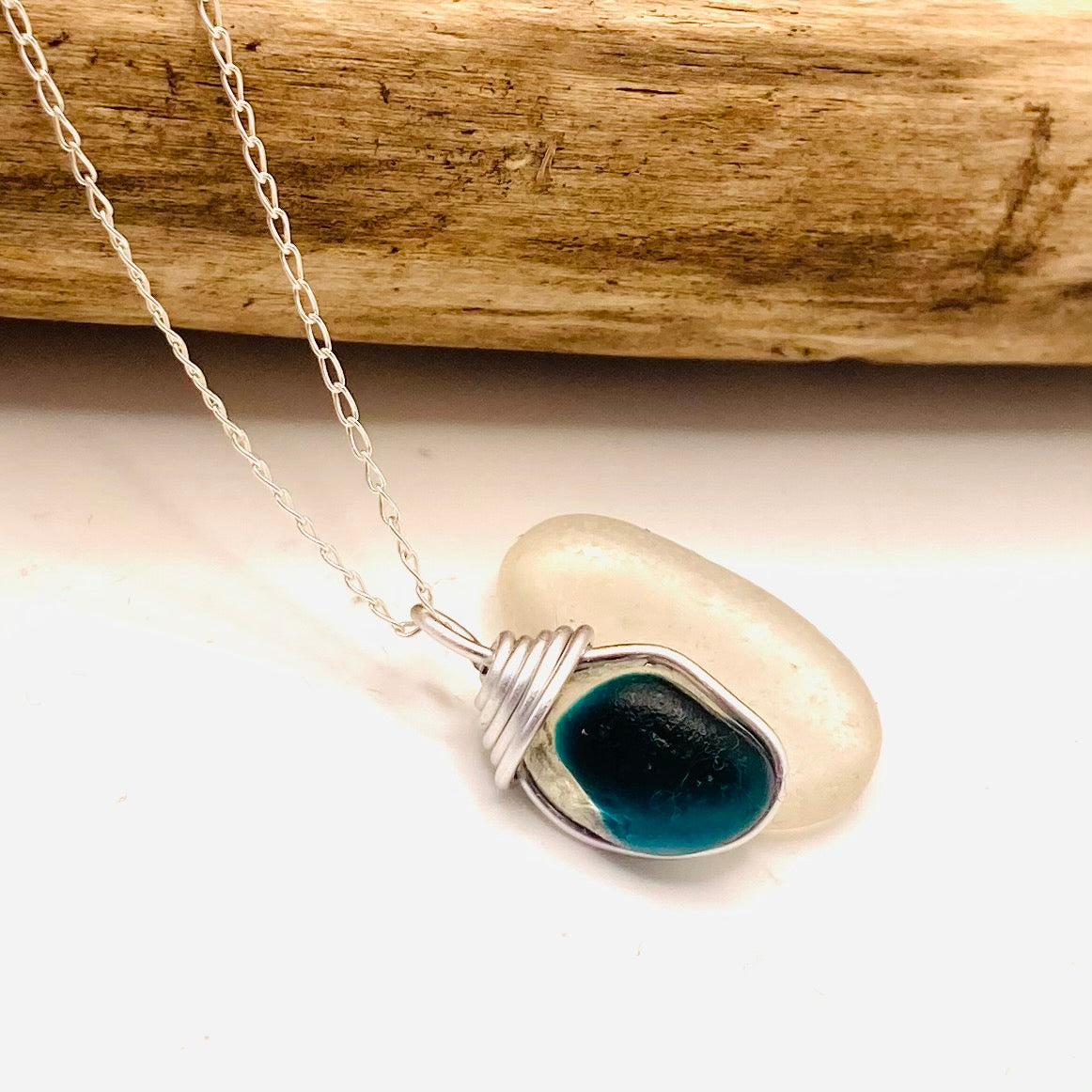 Turquoise Seaham Sea Glass Multi Pendant