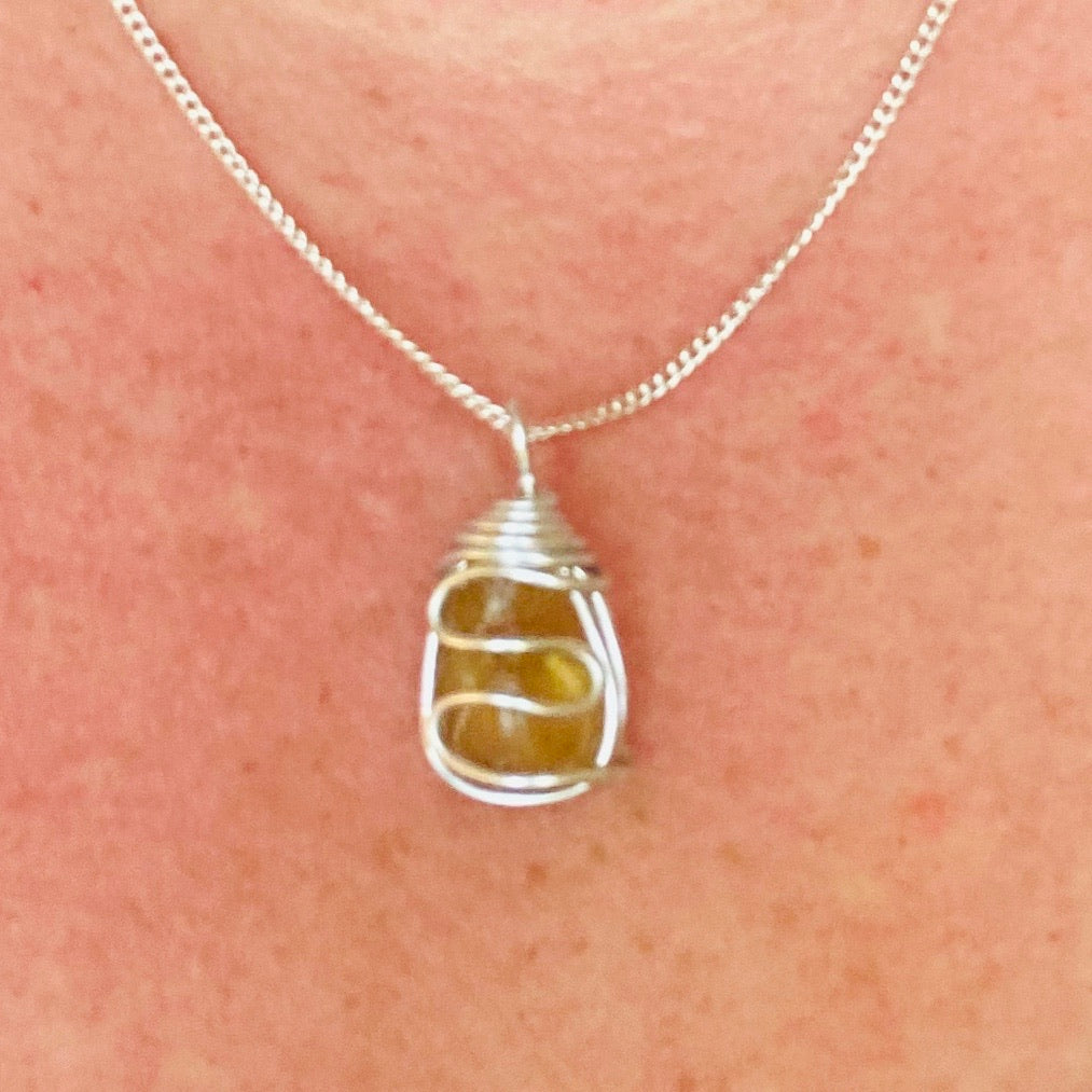 Sunny Yellow Seaham Sea Glass Waves Pendant