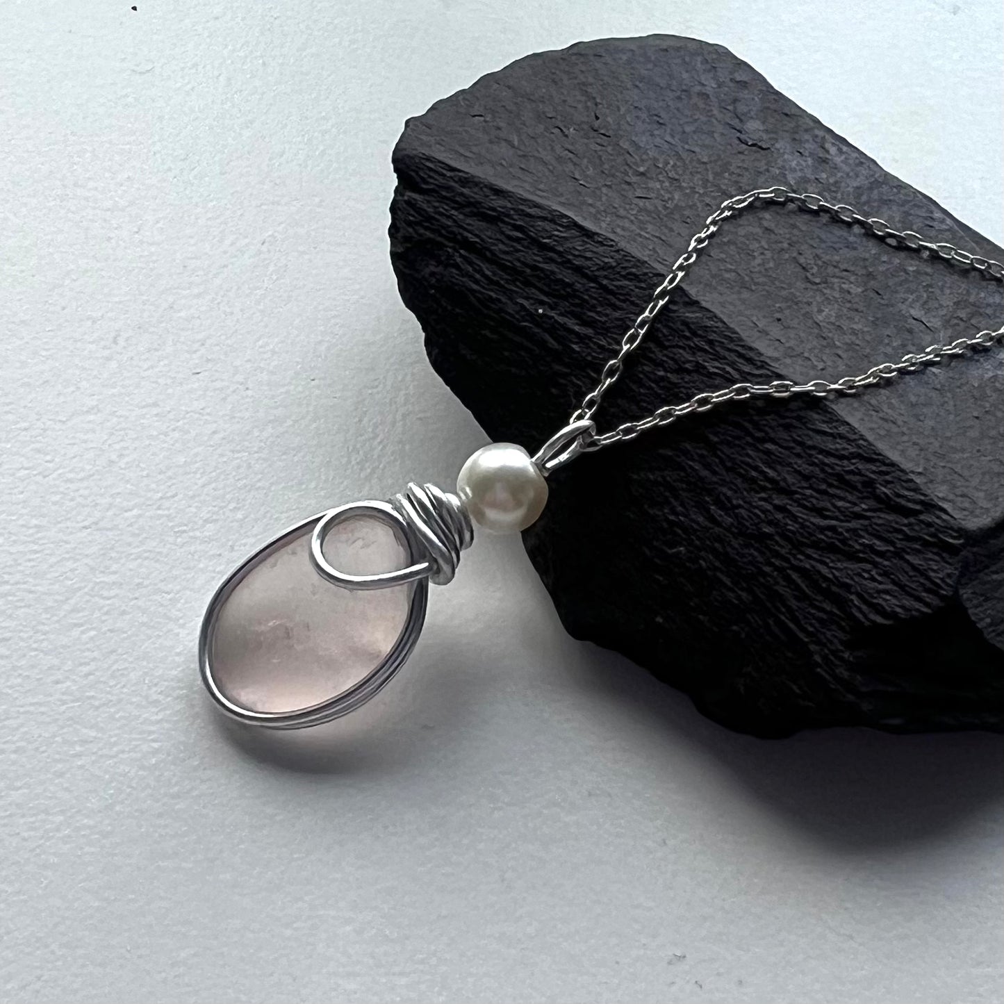 Very Pale Pink Seaham Sea Glass Pendant