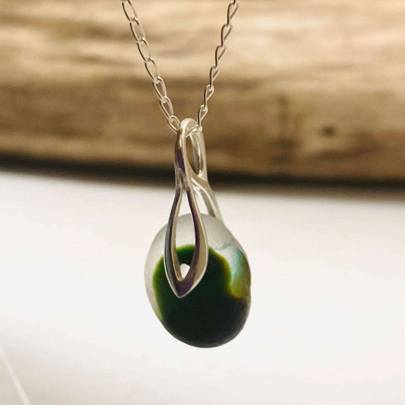 Green Seaham Sea Glass Multicolour Pendant