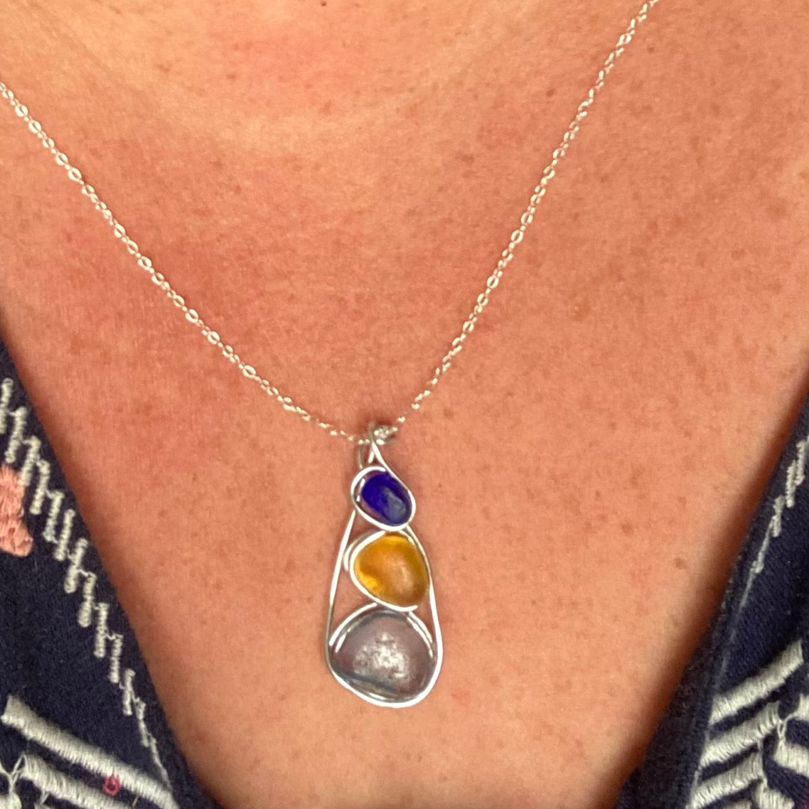Three Piece Seaham Sea Glass Pendant