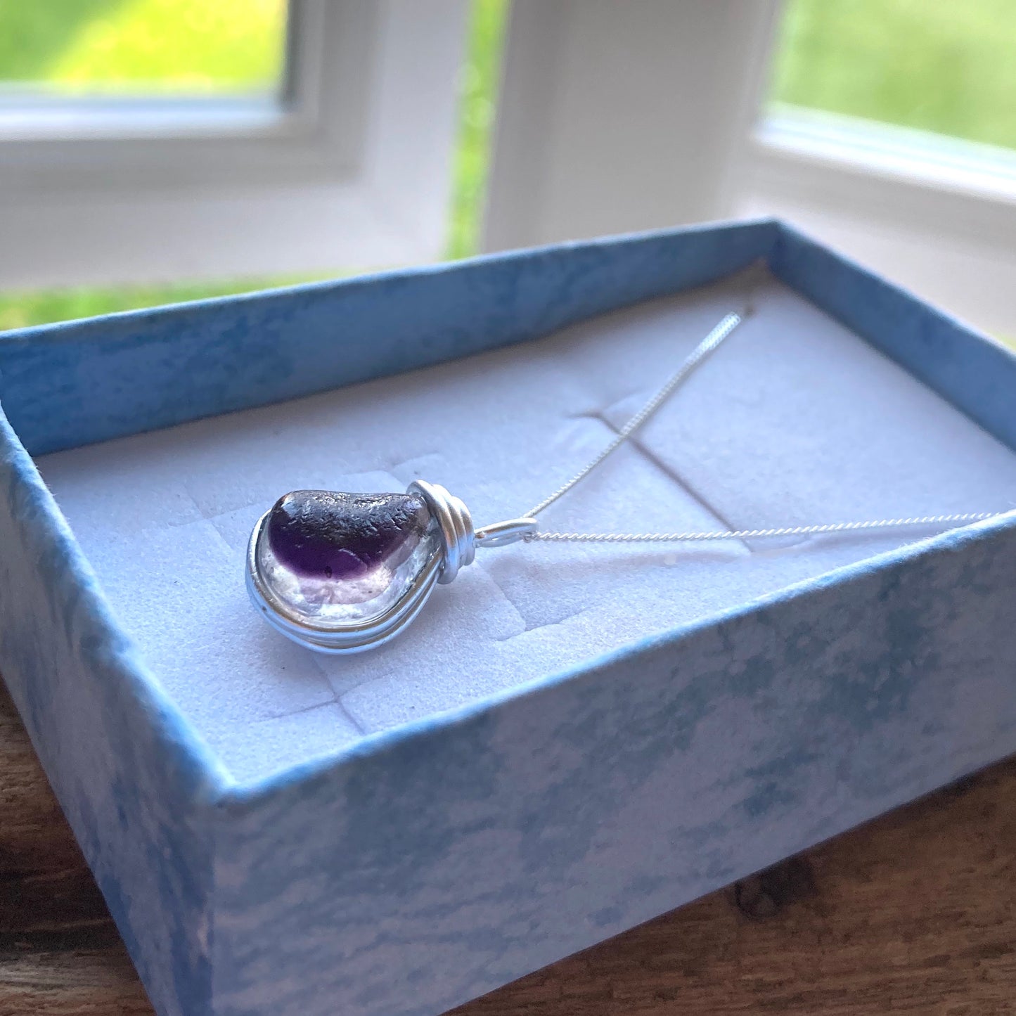 Rare Purple Seaham Sea Glass Pendant