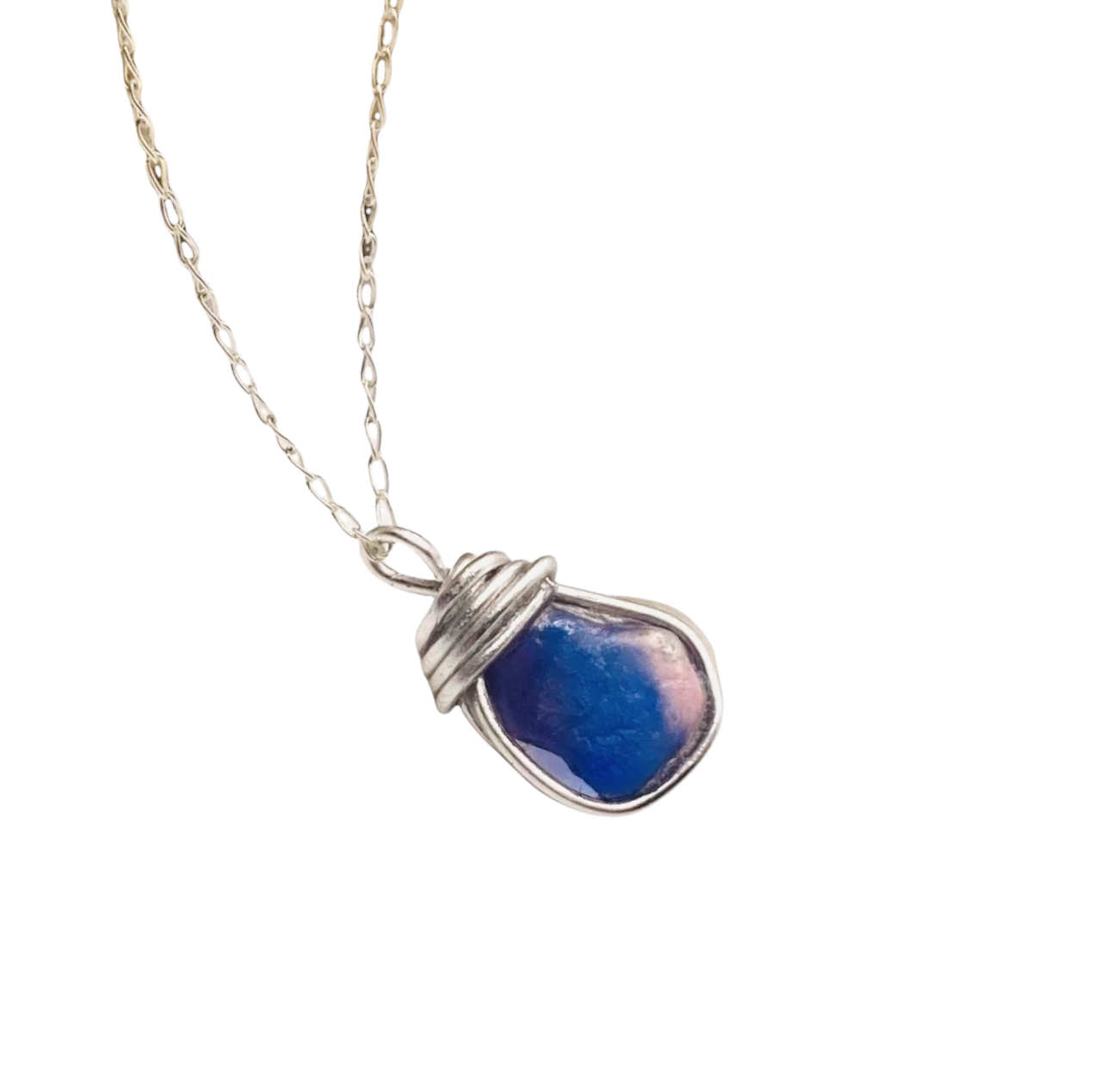 Pink and Blue Seaham Sea Glass Multicolour Pendant