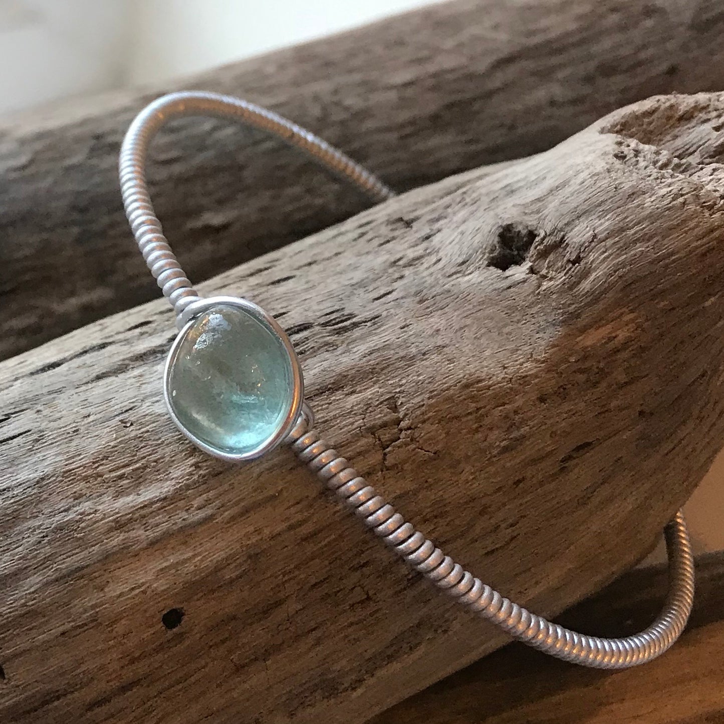 Seaham Sea Glass Wire Wrap Bangle LP