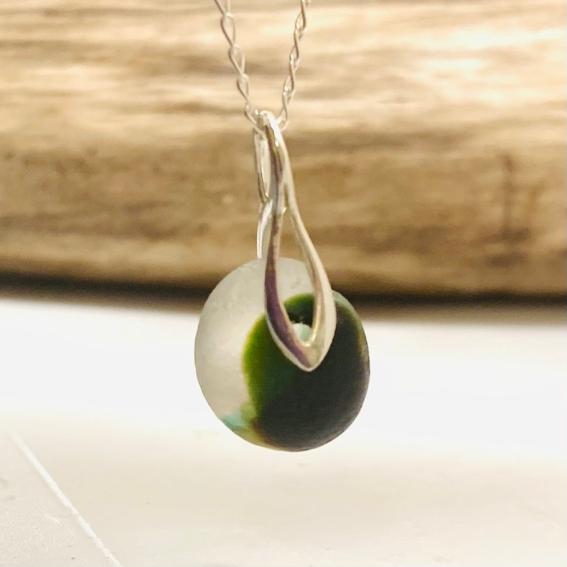 Green Seaham Sea Glass Multicolour Pendant